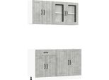 Vidaxl Set Di Armadietti Da Cucina 4 Pezzi Lucca Cemento Grigio Materiale A Base Di Legno