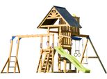 Axi Mitch Casetta Per Bambini In Legno Con 2 Altalene, Scivolo Giallo / Parco Giochi All'aperto, Recinto Con Sabbia, Trapezio / Parete Di Arrampicata | Giochi In Legno Per Esterni