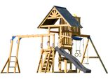 Axi Mitch Casetta Per Bambini In Legno Con 2 Altalene, Scivolo Grigio / Parco Giochi All'aperto, Recinto Con Sabbia, Trapezio / Parete Di Arrampicata | Giochi In Legno Per Esterni