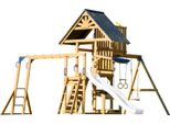 Axi Mitch Casetta Per Bambini In Legno Con 2 Altalene, Scivolo Bianco / Parco Giochi All'aperto, Recinto Con Sabbia, Trapezio / Parete Di Arrampicata | Giochi In Legno Per Esterni