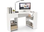 Costway Scrivania A L, Scrivania Angolare Con Cassetti E Ripiani, Scrivania Moderna Per Computer, Scrivania Angolare Per Ufficio, Bianco