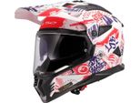 Casco Enduro LS2 MX702 Pioneer Ii Fantasy Matt White Red Blue Taglia Xxl