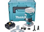 Fresatrice Per Bordi A Batteria Makita Drt 52 T1J 18 V 6 Mm Senza Spazzole + 1X Batteria Ricaricabile 5,0 Ah + Makpac - Senza Caricabatterie