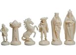 Figure Medievali Stilizzate Di Scacchi, Crema E Nero (Re 98 Mm)