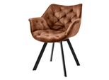 Riess-Ambiente Stuhl The Dutch Comfort - Drehbar Grau Samt Mit Armlehnen Modern Design Metallbeine