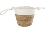 Cesto Per Piante In Rattan Blois Bianco Naturale Con Manici Decorativi