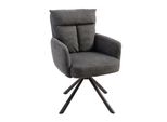 Riess-Ambiente Stuhl Big George - Drehbar Retro Grau Mit Armlehnen Und Bonellfederkernpolsterung Esszimmer
