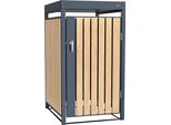 Axi Leon Copribidone Spazzatura Metallo/Effetto Legno /Fioriera - Copri Bidone Spazzatura 1 Contenitore - Max. 240L - Copribidone Spazzatura Esterno Con Eccellente Ventilazione