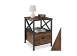 Tectake® Nachttisch, Industrial Style, 2 Ablagen Und Schublade, Seitliche Streben In X-Form, 40 X 41,5 X 55,5 Cm