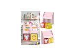 Vicco Kinderbücherregal Luigi 72 x 79 cm, Rosa, Kinderzimmerregal, mit Faltboxen