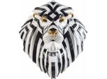 Casa Padrino Luxury Porcelain Decorative Mask Lion White / Black / Gold 38 X 30 X H. 60 Cm