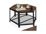 Tectake® Couchtisch, Industrial Style, Sechseckig Mit Gitterablage, 86,5 X 75 X 46,5 Cm