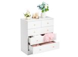 Cassettiera Fch, Mobile Contenitore Con 5 Cassetti In Tessuto, Struttura In Metallo, Bianco, 66,00X33,00X73,00Cm