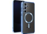 Avizar, Custodia In Silicone Magsafe Per Samsung S24 Fe Con Cornice Cromata, Blu Chiaro