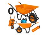 Masko® Schubkarre Bauschubkarre Gartenschubkarre 100 Liter Bis 250Kg Luftreifen Mit Stahlfelge Verzinkt Stahlrahmen Garten Karre Schiebkarre Transportkarre Inkl. Arbeitshandschuhe
