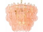 Casa Padrino Lampadario Per Hotel E Soggiorno Rosa / Ottone Antico Ø 85 X H. 61,5 Cm
