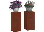 Vidaxl Sostenitore Per Piante 2 Pezzi Ruggine 24 X 24 X 55 Cm Acciaio Resistente Alle Intemperie