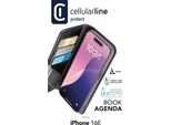 Cellularline Agenda A Libro Cellularline - Iphone 16E Custodia A Libro Effetto Pelle Con Chiusura Magnetica