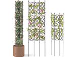 Costway Set Di 3 Graticci 164X48 Cm, Supporto Per Rampicanti, Pergolato Regolabile, Fai Da Te E Pieghevole, Pergolato Da Giardino In Metallo Nero