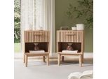 Comodino, Set Da 2, Con Cassetti Tavolino Comodino 40 X 35 X 55 Cm