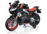 Aprilia RS660 Kinder Elektro Motorrad 12V (3–6 Jahre) – Offiziell Lizenziert, mit Stützrädern, 2 Motoren, LED & Sound – Elektro Kindermotorrad Schwarz