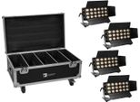 Eurolite Set 4X Led CLS-18 Qcl Rgb/Ww 18X7W + Flight Case Con Ruote