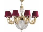 Casa Padrino Lampadario Barocco Oro / Rosso Bordeaux Ø 98 X H. 98 Cm