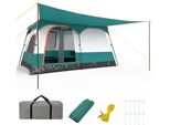 Tenda Da Campeggio Costway Grande 4-6 Persone, Tenda A Tunnel Con Tenda, Pavimento, 2 Stanze, 2 Ingressi, Tetto Rimovibile E Borsa Per Il Trasporto, Tenda Per Famiglie 3,2X2,1X1,8M