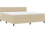 Vidaxl Box Spring Bed Grigio Chiaro E Bianco 200 X 200 Cm Tessuto A Coste
