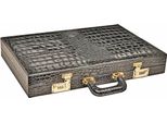 Casa Padrino: Valigetta Backgammon In Vera Pelle Nera Effetto Coccodrillo - Accessori