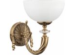 Casa Padrino Lampada Da Parete Barocca Ottone Con Patina / Bianco H. 26 Cm - Luci Barocche