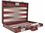 Casa Padrino: Cartella In Vera Pelle Backgammon Bordeaux Rosso Coccodrillo - Accessori