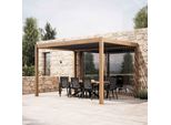 Pergola Bioclimatica Autoportante 3X4M In Alluminio Grigio Legno - Oviala Athenes