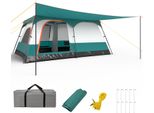 Tenda Da Campeggio Costway Grande 4-6 Persone, Tenda A Tunnel Con Tenda Da Sole, Pavimento, 2 Stanze, 2 Ingressi, Tetto Rimovibile E Borsa Per Il Trasporto, Tenda Per Famiglie Tenda