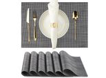 Inf Set Di 6 Tovagliette Americane, 30X45 Cm, Colori Misti Argento + Nero
