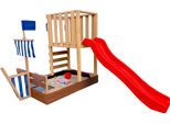 Axi Vicky Torre Gioco Per Bambini In Legno, Scivolo Rosso | Casetta Da Gioco Per Giardino / Sabbiera, Cucina Da Gioco E Lavagna | Giochi In Legno Da Esterno