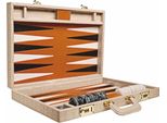 Casa Padrino: Cartella Backgammon In Vera Pelle Beige Effetto Coccodrillo - Accessori