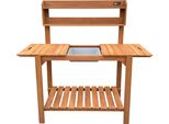 Axi Fioriera Rialzata Con Piano Di Lavoro Scorrevole, Marrone | Tavolo Da Lavoro Da Giardino 100% Legno Di Hemlock - Spazio Per Riporre Oggetti Per Giardino/Balcone/Patio - 100 X 46 X 140 Cm
