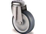 Ruota Girevole Ø 75 Mm Portata 75 Kg Montaggio Nel Foro Posteriore Polipropilene Cuscinetti A Strisciamento Acciaio Inox Tpe Grigio