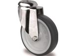Ruota Girevole Ø 125 Mm Portata 100 Kg Montaggio Nel Foro Posteriore Polipropilene Cuscinetti A Strisciamento Acciaio Inox Tpe Grigio