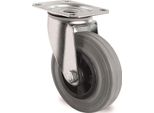 Ruota Girevole Ø 200 Mm Portata 205 Kg Con Piastra Avvitabile Polipropilene Cuscinetto A Rulli Gomma Piena Grigia