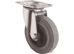 Ruota Girevole Ø 100 Mm Portata 75 Kg Con Piastra Avvitabile Polipropilene Gomma Piena Grigio