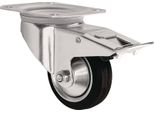 Ruota Girevole Con Freno Totale Ø 100 Mm Portata 75 Kg Con Freno Totale Gomma Piena 105X80Mm