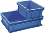 Contenitore Impilabile Per Il Trasporto L600Xl400Xh120Mm Maniglia A Guscio In Pp Blu Pareti Laterali Chiuse