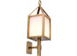 Casa Padrino Applique Per Esterni Ottone Antico / Bianco H. 86 Cm - Illuminazione Per Esterni