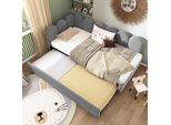 Sweiko Daybed 90X200Cm, Divano Letto Daybed, Letto Per Bambini 90X190Cm E Rete A Doghe, Velluto, Grigio, Senza Materasso