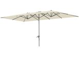 Outsunny Ombrellone Doppio Con Manovella 451 X 264 Cm, Ombrellone Protezione Uv 50+, Ombrellone Da Giardino Antivento Ombrellone Da Balcone Alluminio Crema Bianco