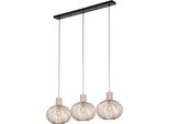 Lampada A Sospensione Nera Con 3 Sfere In Filo Metallico Color Sabbia Per Soggiorno, Sala Da Pranzo, Sopra Il Tavolo 3Xe27 10W Gila Trio