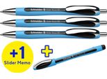 Schneider 50-132674 Aktion: Schneider Kugelschreiber Slider Rave Xb Blau, Schwarz, Schreibfarbe: Schwarz, 3 St. + Gratis Schneider Kugelschreiber Slider Memo Xb