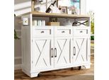 Fortuna Lai Isola Cucina Moderna (118×43×98 Cm) Mobile Da Cucina Mobile Da Pranzo Con Venature Del Legno Carrello Da Pranzo Su Ruote Con Spazio Multifunzionale, Divisori Rimovibili, Con Portasciugamani, Bianco